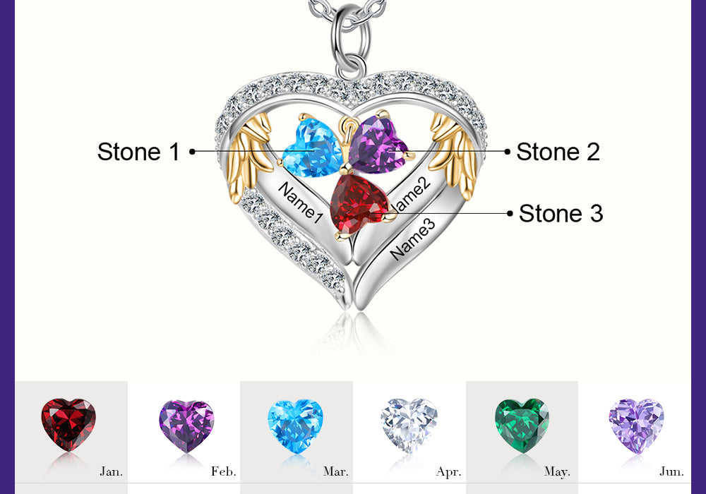 Heart Shape Pendant Necklace 2 to 6 Stones
