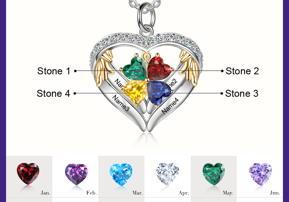 Heart Shape Pendant Necklace 2 to 6 Stones