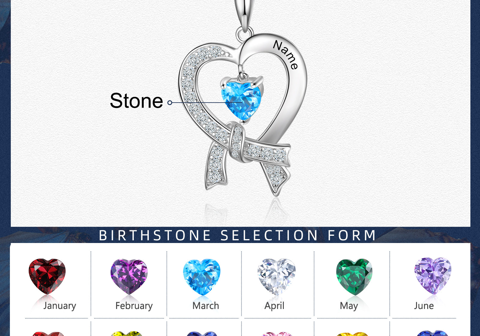 Heart Shape Pendant Necklace 1 to 2 Stones