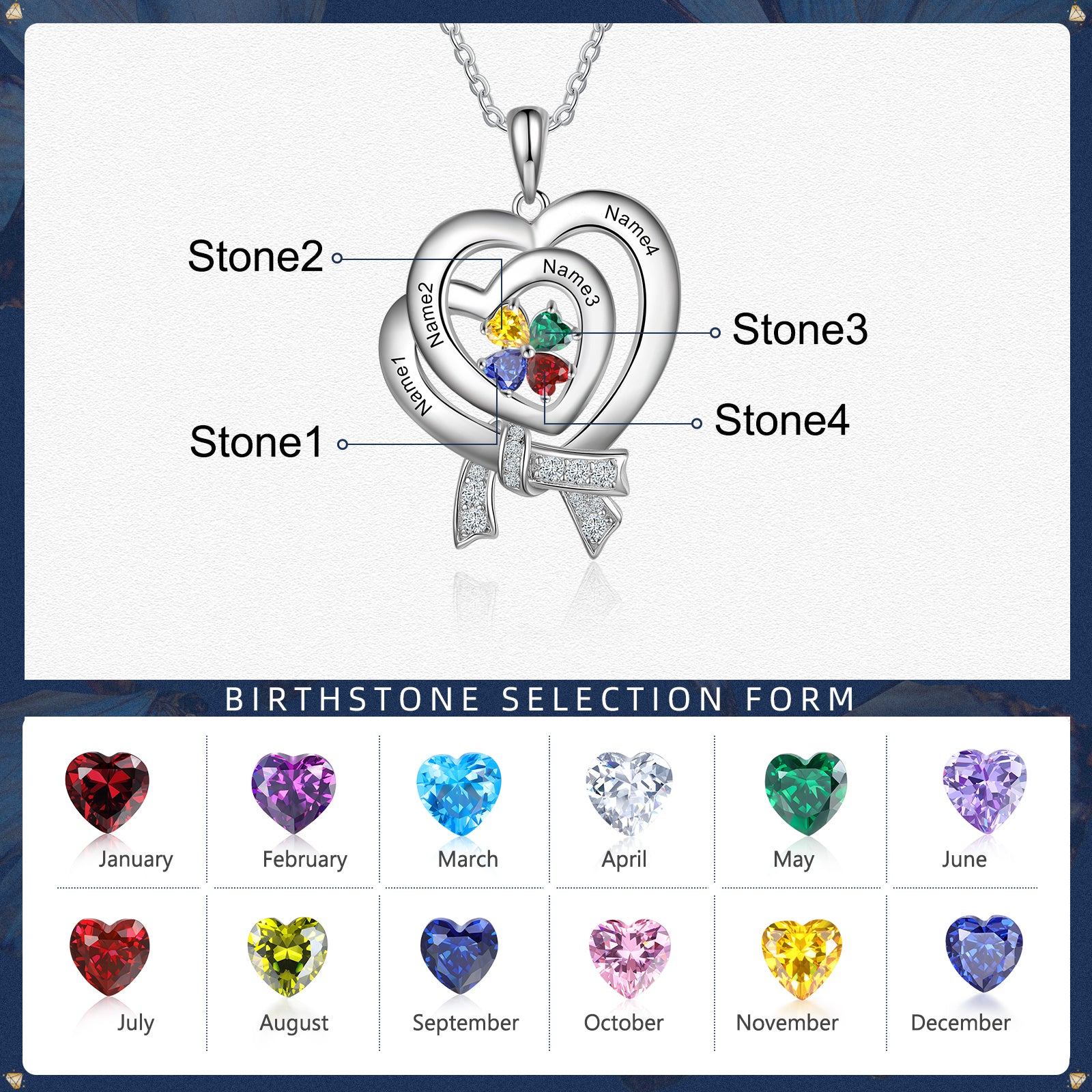 Collier Pendentif Coeur 1 à 2 Pierres