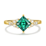 Natural Green Moissanite Ring 18K Gold