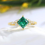 Natural Green Moissanite Ring 18K Gold