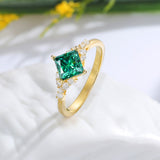 Natural Green Moissanite Ring 18K Gold