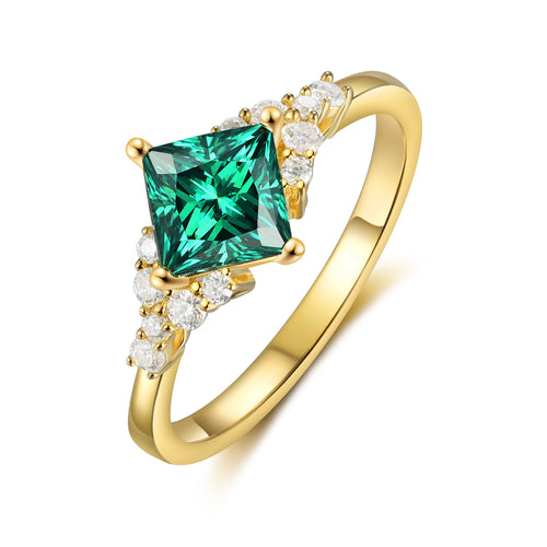 Natural Green Moissanite Ring 18K Gold Be Jolie