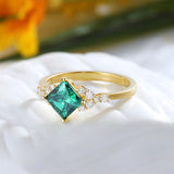 Natural Green Moissanite Ring 18K Gold