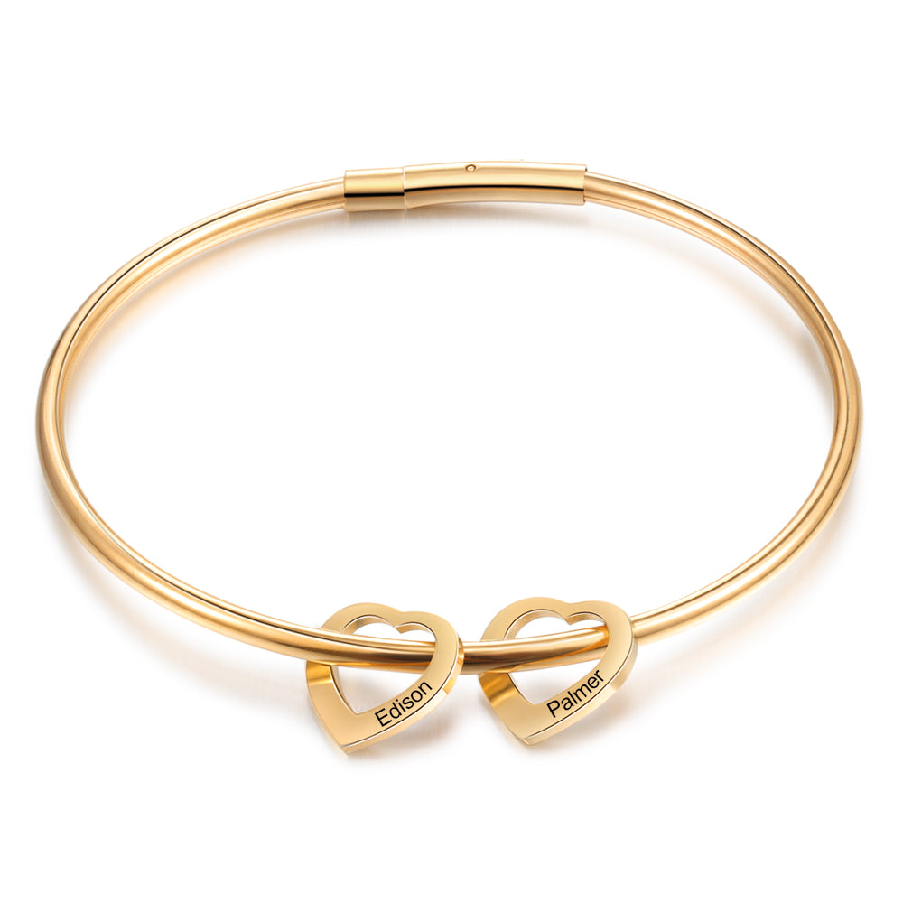 Custom Stainless Steel Heart Bangle Bracelet