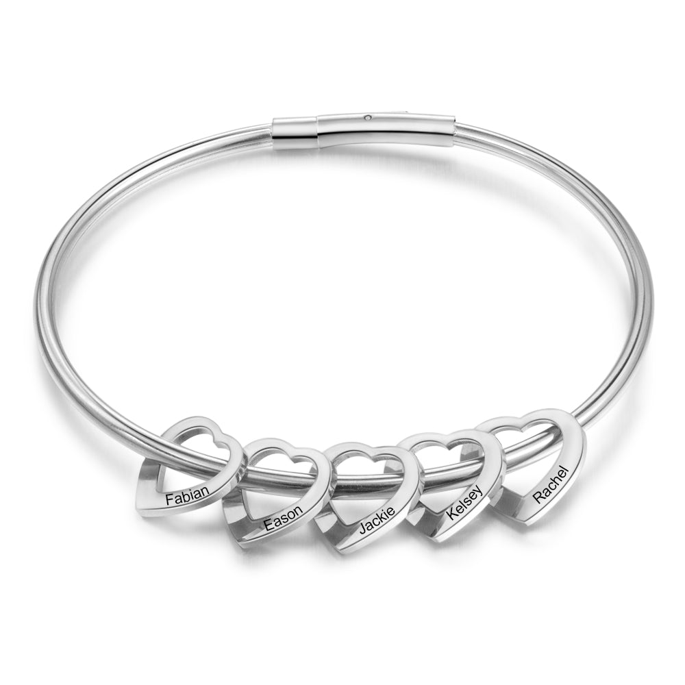 Custom Stainless Steel Heart Bangle Bracelet