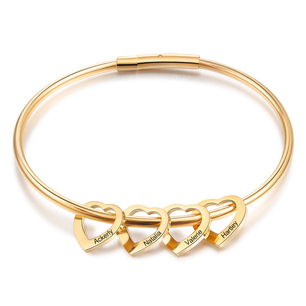 Custom Stainless Steel Heart Bangle Bracelet