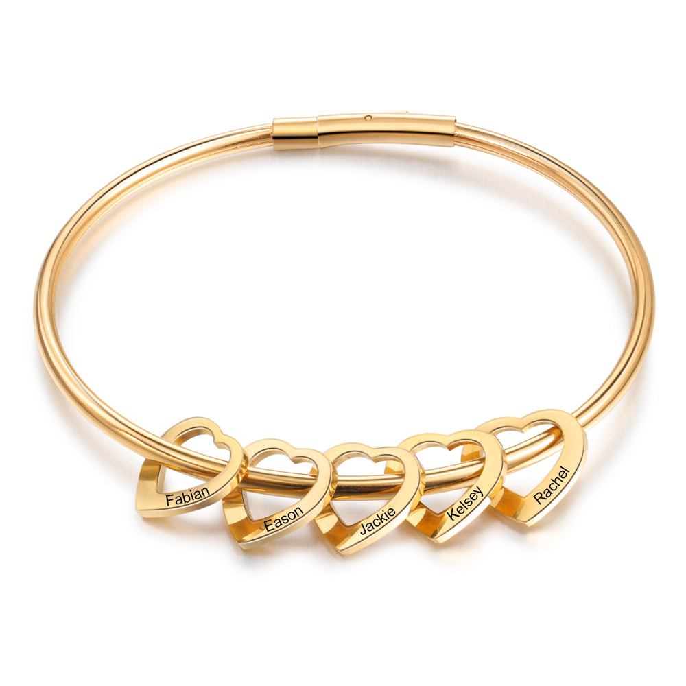 Custom Stainless Steel Heart Bangle Bracelet