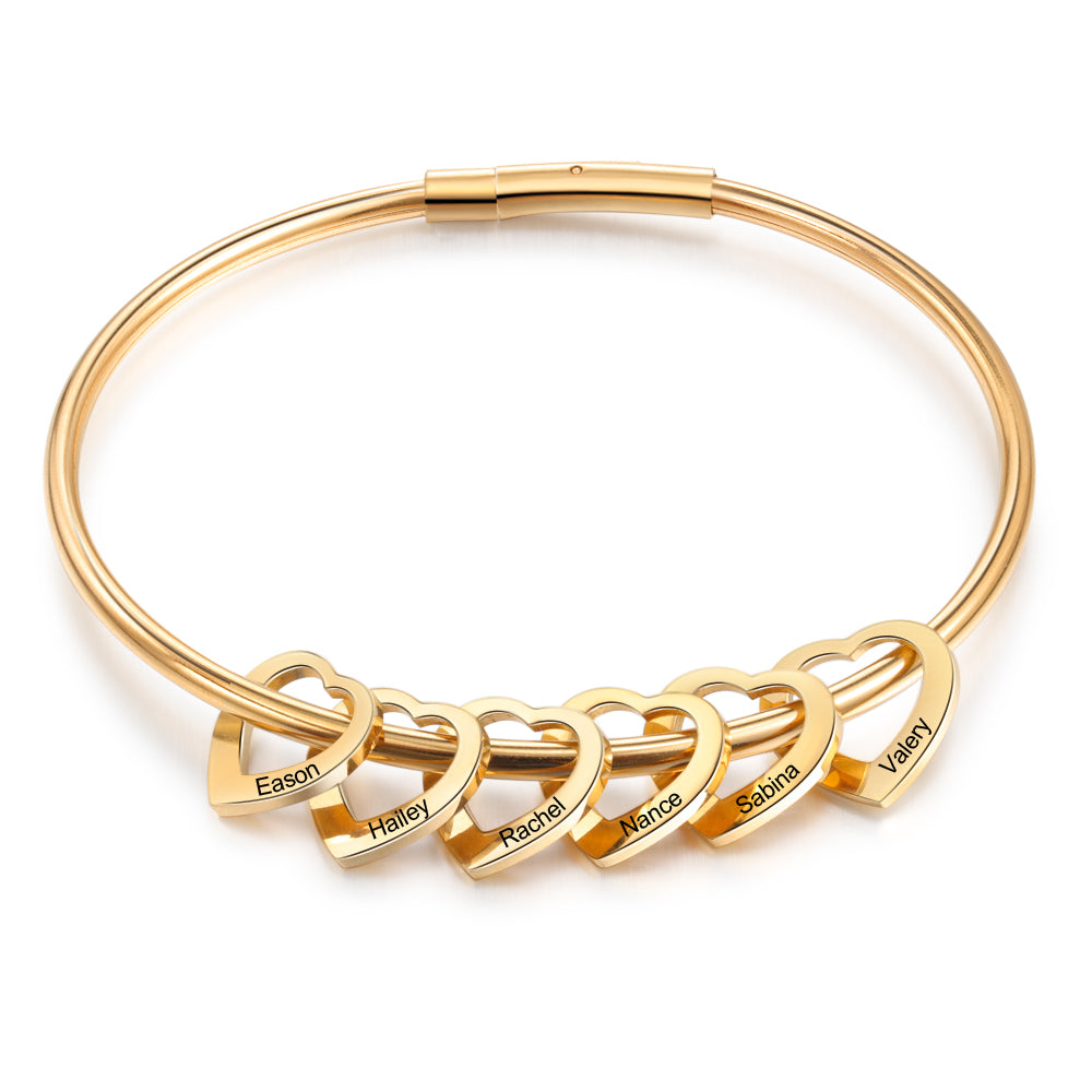 Custom Stainless Steel Heart Bangle Bracelet