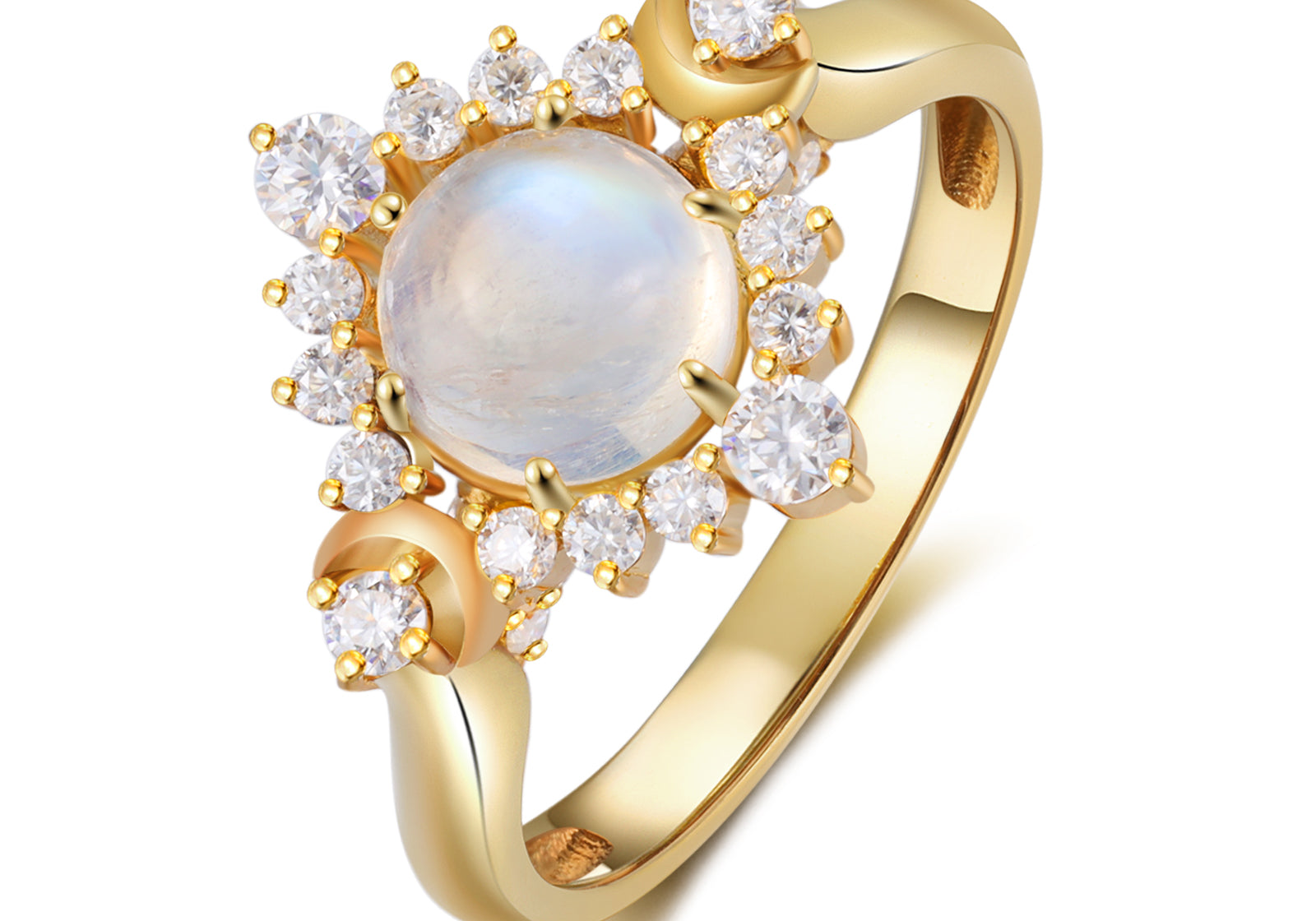 Natural Moonstone Ring 14 & 18K Gold