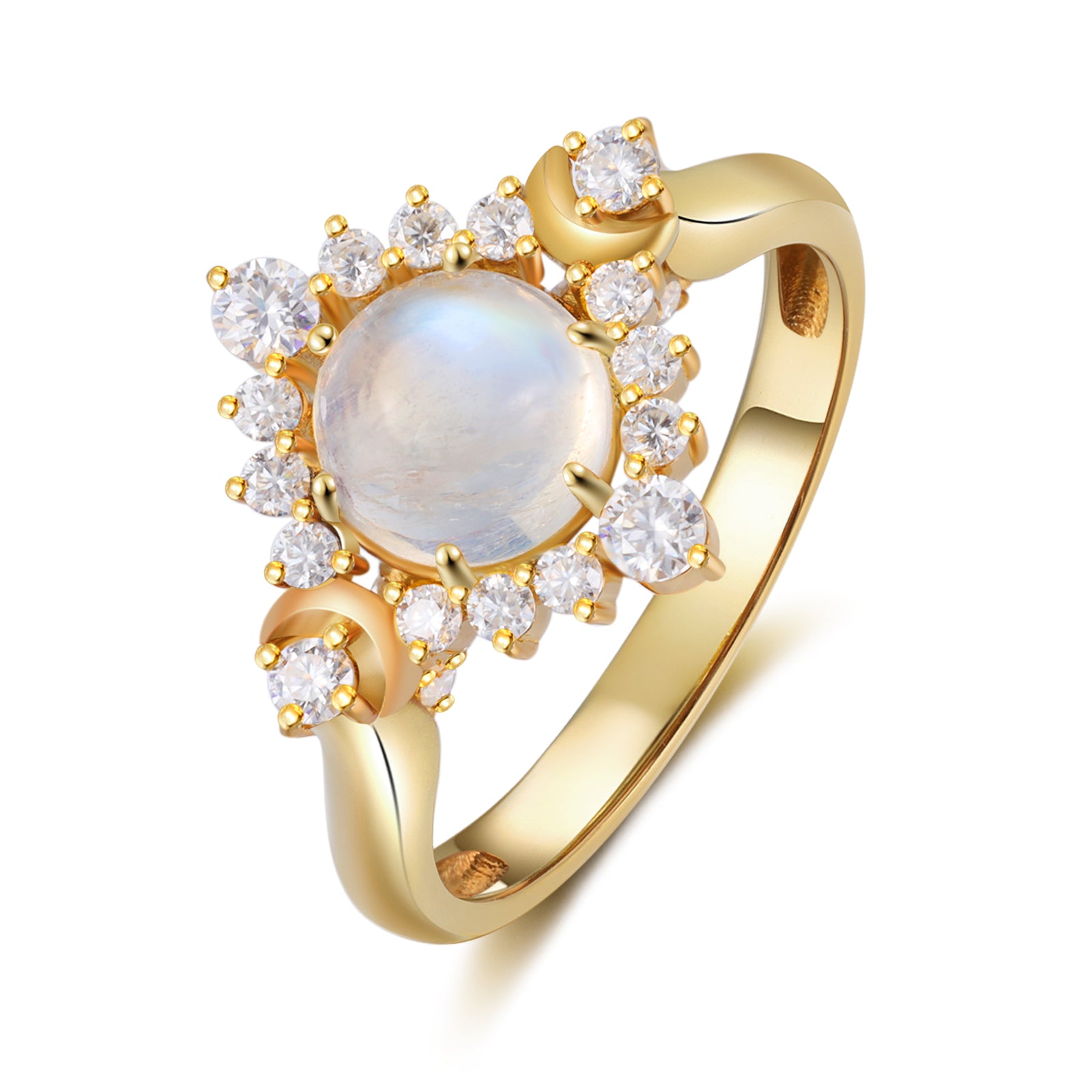 Natural Moonstone Ring 14 & 18K Gold