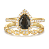 Natural Black Rutilated Quartz Ring 14 & 18K Gold