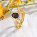 Natural Black Rutilated Quartz Ring 14 & 18K Gold