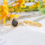 Natural Black Rutilated Quartz Ring 14 & 18K Gold