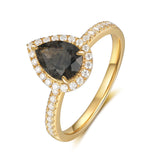 Natural Black Rutilated Quartz Ring 14 & 18K Gold