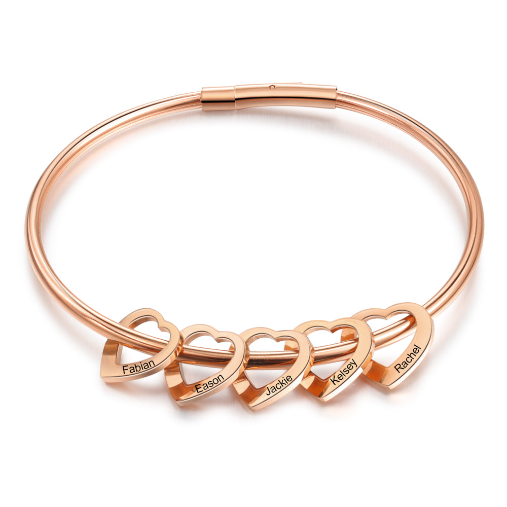 Custom Stainless Steel Heart Bangle Bracelet
