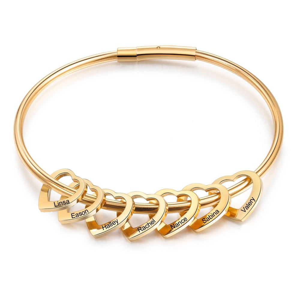 Custom Stainless Steel Heart Bangle Bracelet