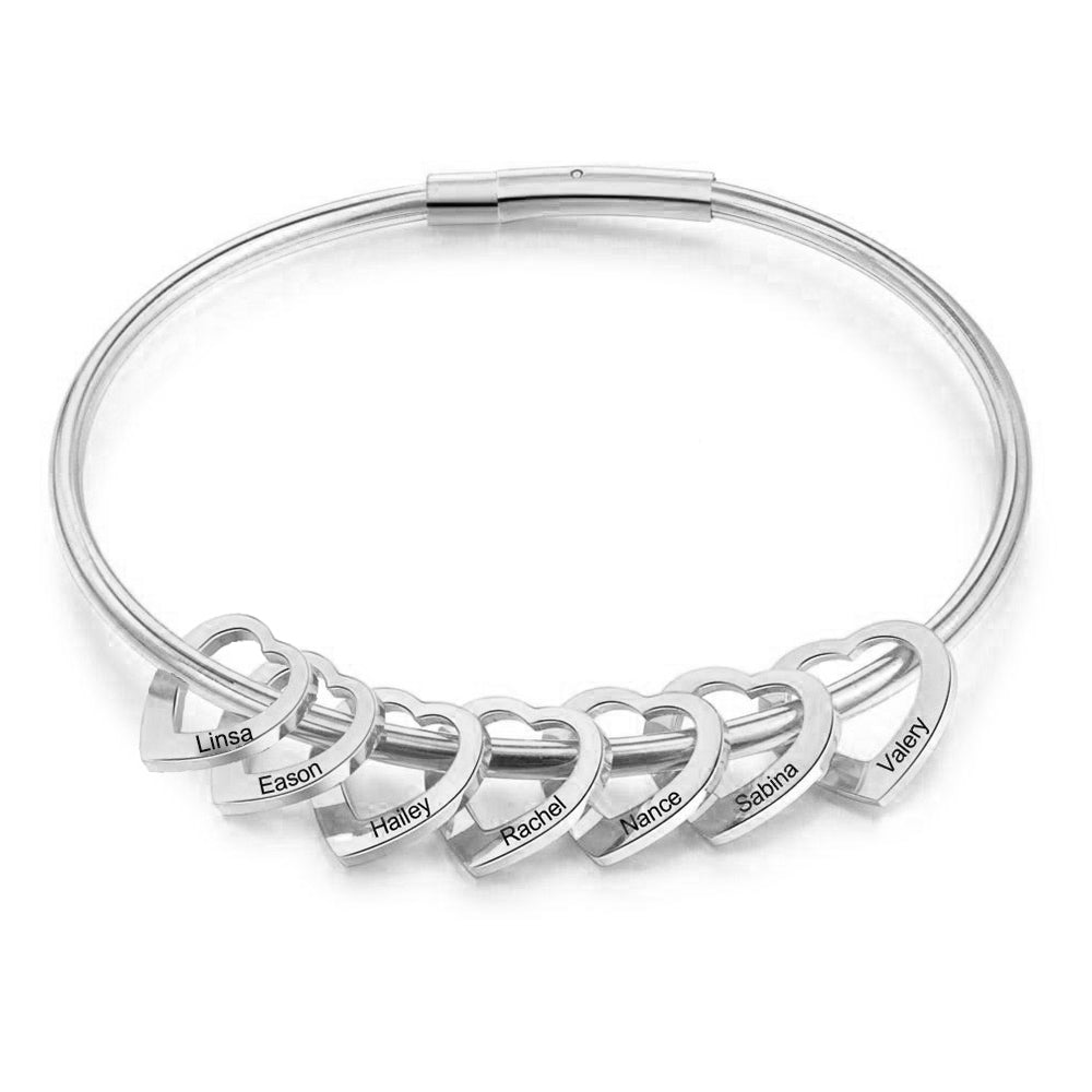 Bracelet Jonc Coeur en Acier Inoxydable Personnalisé