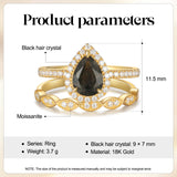 Natural Black Rutilated Quartz Ring 14 & 18K Gold