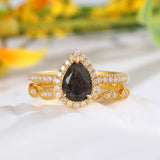 Natural Black Rutilated Quartz Ring 14 & 18K Gold