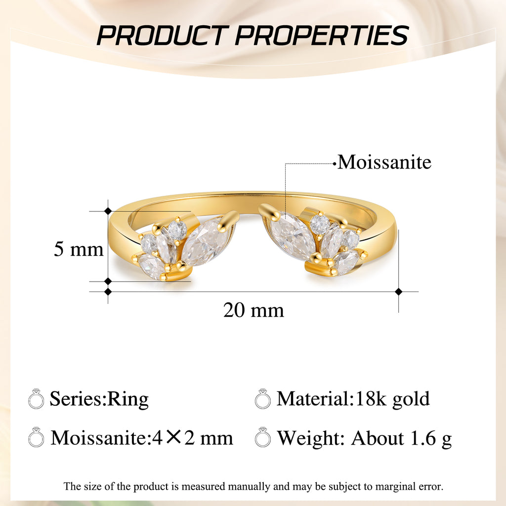 Natural Moissanite Ring 18K Gold