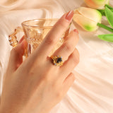 Natural Black Rutilated Quartz Ring 18K Gold