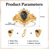 Natural Black Rutilated Quartz Ring 18K Gold