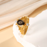 Natural Black Rutilated Quartz Ring 18K Gold