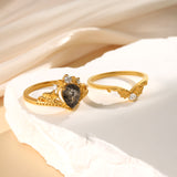 Natural Black Rutilated Quartz Ring 18K Gold