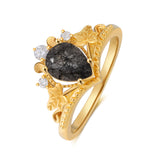 Natural Black Rutilated Quartz Ring 18K Gold
