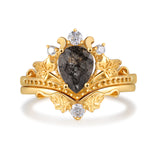 Natural Black Rutilated Quartz Ring 18K Gold