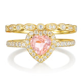 Heart Shape Natural Morganite Ring Set Gold