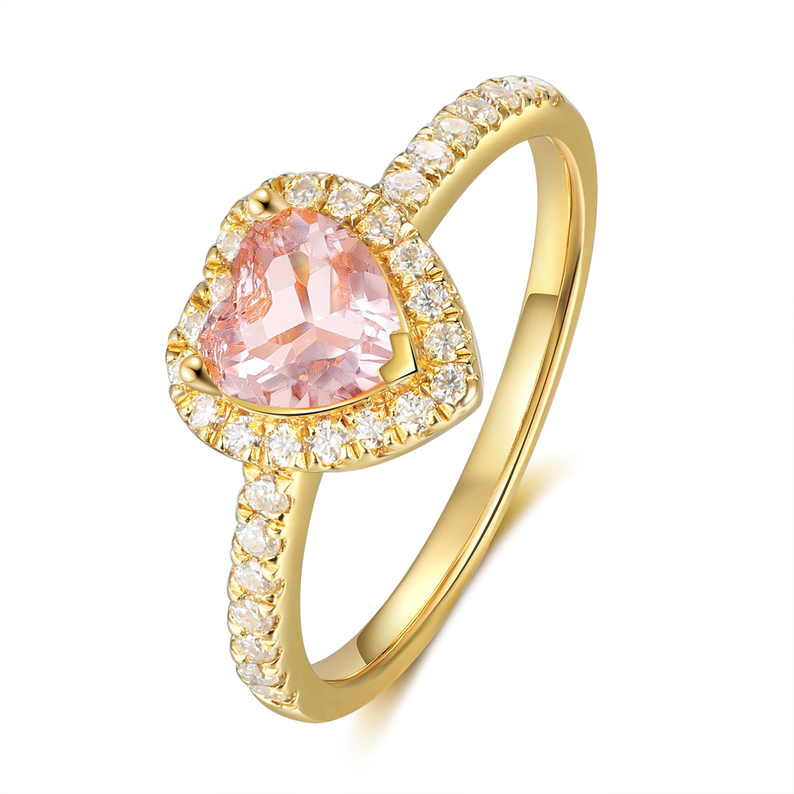 Heart Shape Natural Morganite Ring Set Gold