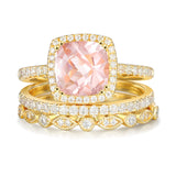 Natural Morganite Ring Set 18K Gold