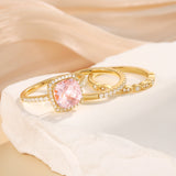 Natural Morganite Ring Set 18K Gold