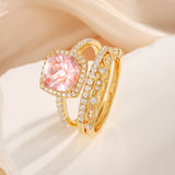 Natural Morganite Ring Set 18K Gold