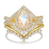 Pear Natural Moonstone Ring 14K Gold