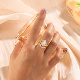 Pear Natural Moonstone Ring 14K Gold
