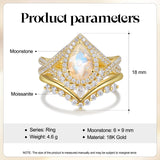 Pear Natural Moonstone Ring 14K Gold