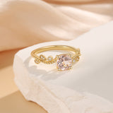 Curve Natural Morganite Ring 18K Gold