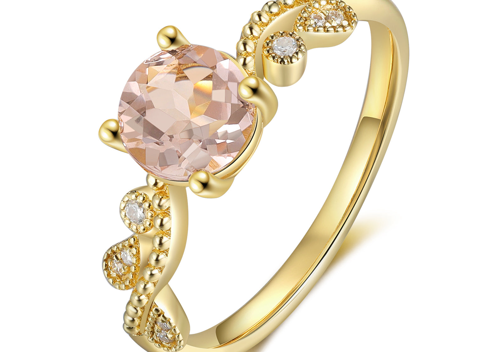 Curve Natural Morganite Ring 18K Gold