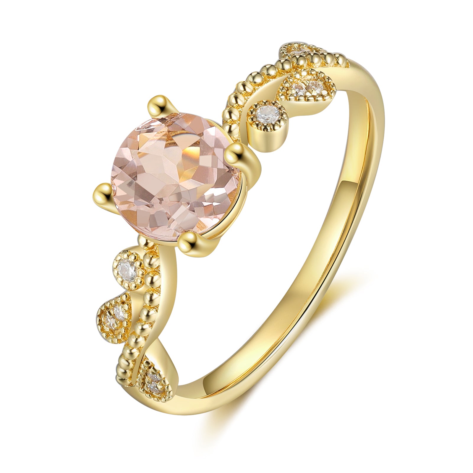 Curve Natural Morganite Ring 18K Gold