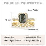 18k Gold Natural Moss Agate Ring
