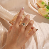 18k Gold Natural Moss Agate Ring