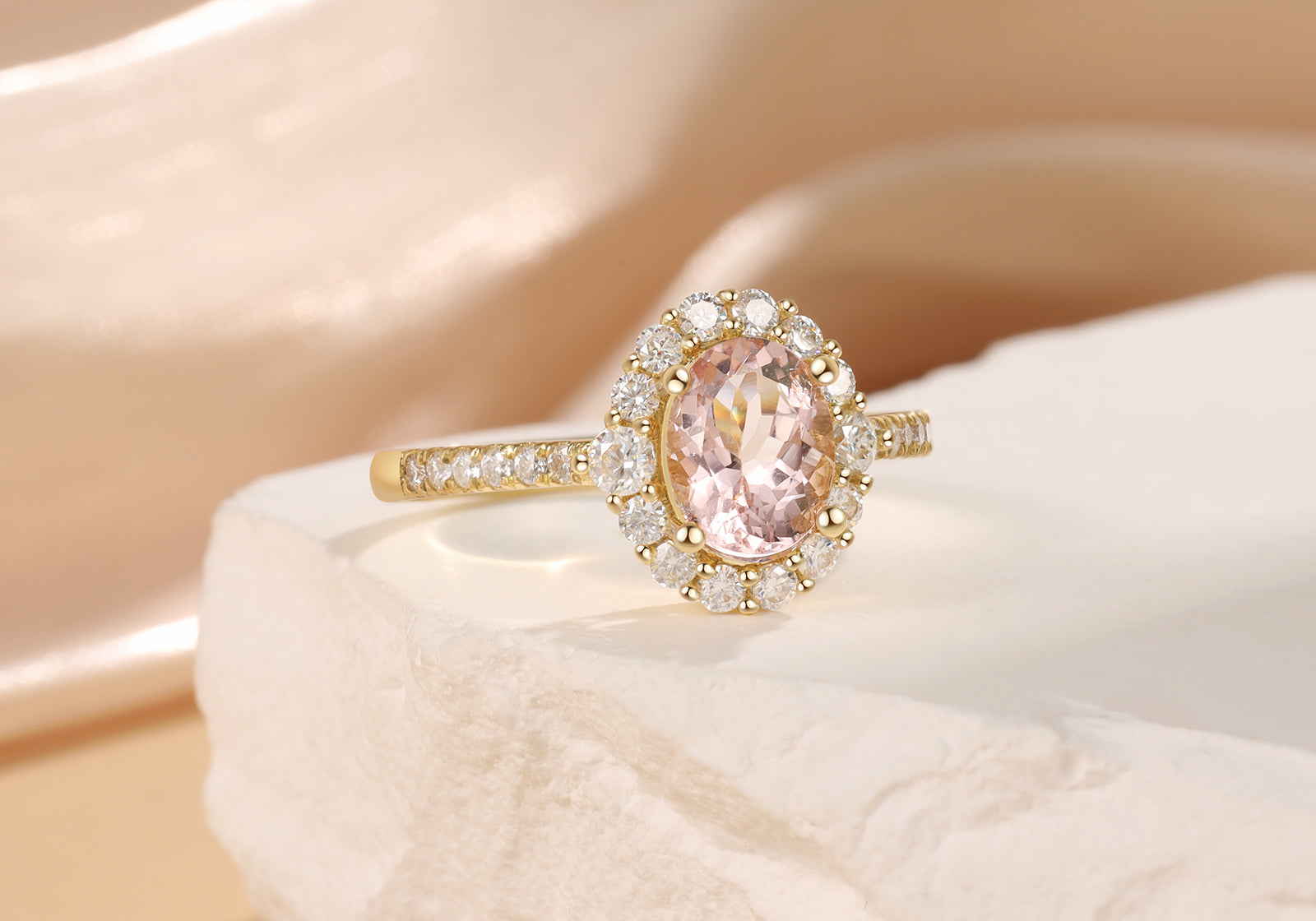 Natural Morganite Ring 18K Gold