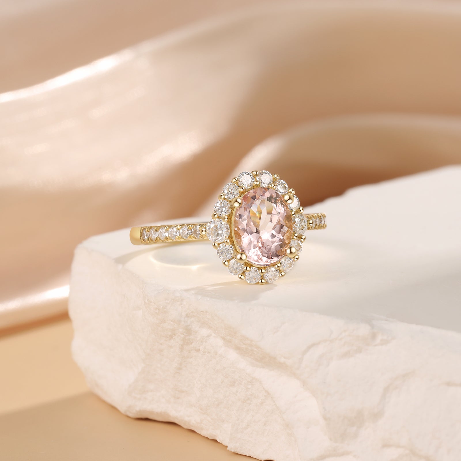 Natural Morganite Ring 18K Gold