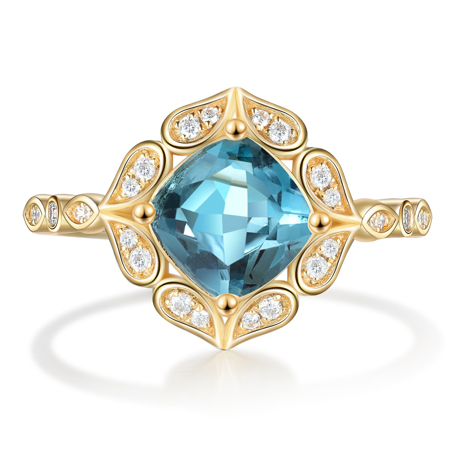 Blue Topaz Gold Ring