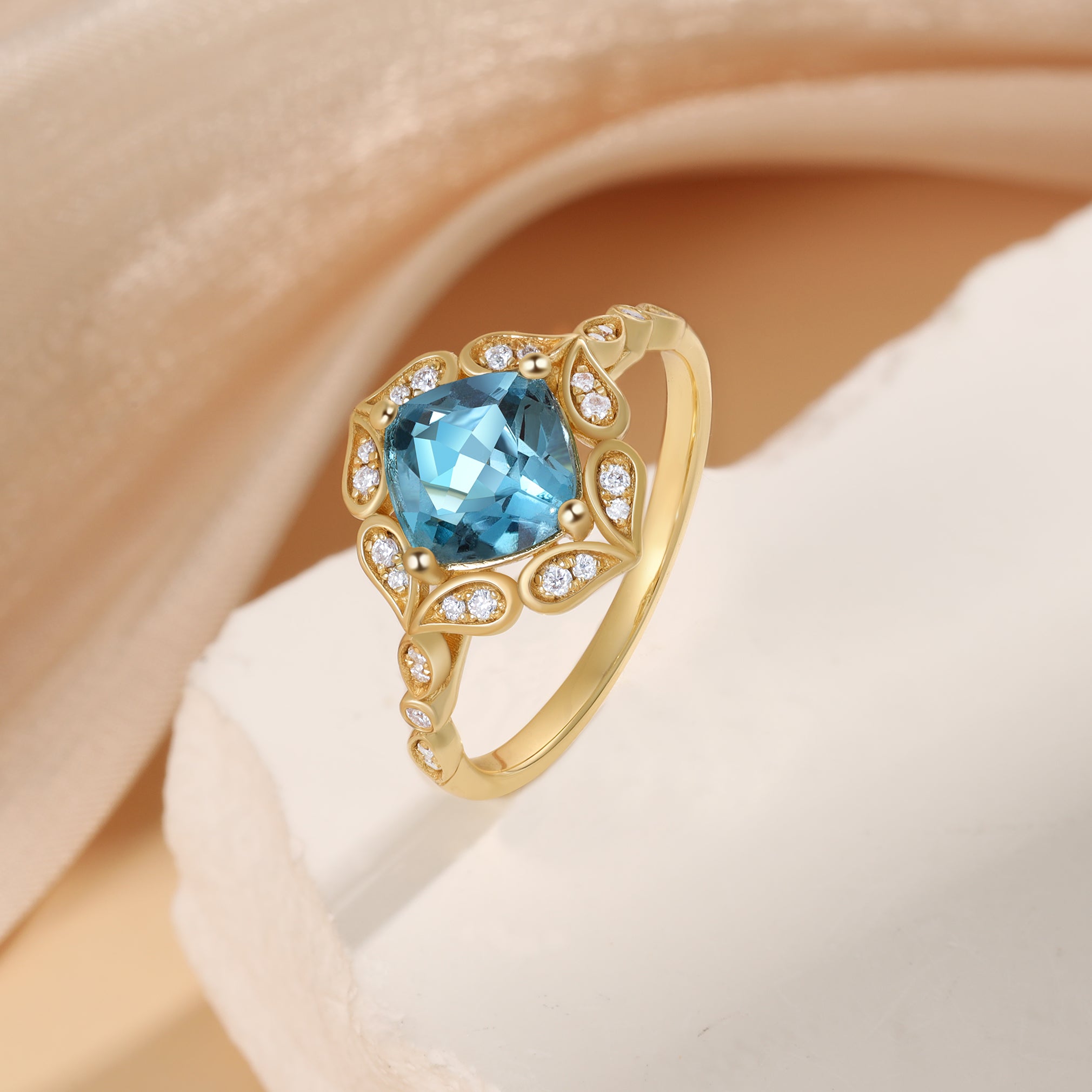 Blue Topaz Gold Ring