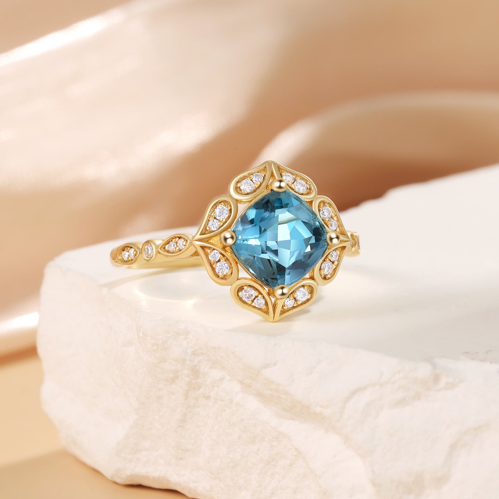 Blue Topaz Gold Ring